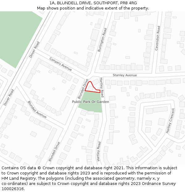 1A, BLUNDELL DRIVE, SOUTHPORT, PR8 4RG: Location map and indicative extent of plot