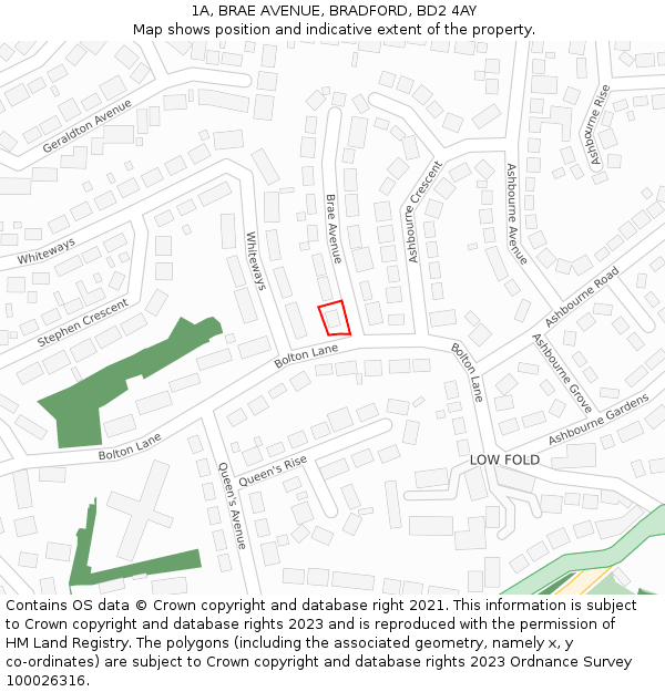 1A, BRAE AVENUE, BRADFORD, BD2 4AY: Location map and indicative extent of plot