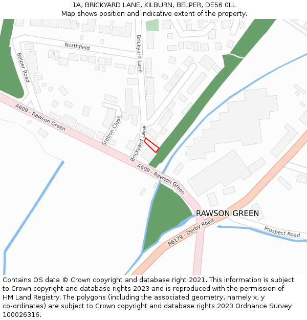 1A, BRICKYARD LANE, KILBURN, BELPER, DE56 0LL: Location map and indicative extent of plot