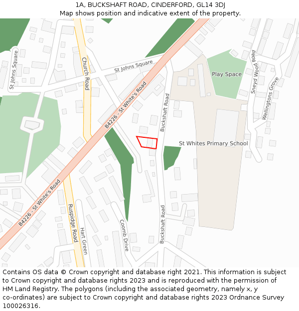 1A, BUCKSHAFT ROAD, CINDERFORD, GL14 3DJ: Location map and indicative extent of plot