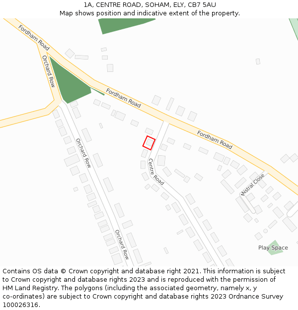 1A, CENTRE ROAD, SOHAM, ELY, CB7 5AU: Location map and indicative extent of plot