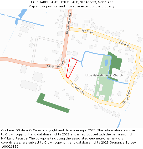 1A, CHAPEL LANE, LITTLE HALE, SLEAFORD, NG34 9BE: Location map and indicative extent of plot