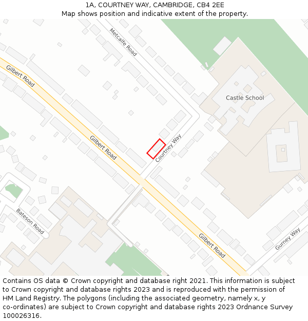 1A, COURTNEY WAY, CAMBRIDGE, CB4 2EE: Location map and indicative extent of plot