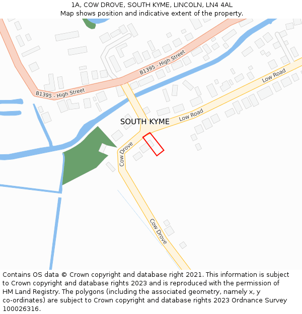 1A, COW DROVE, SOUTH KYME, LINCOLN, LN4 4AL: Location map and indicative extent of plot