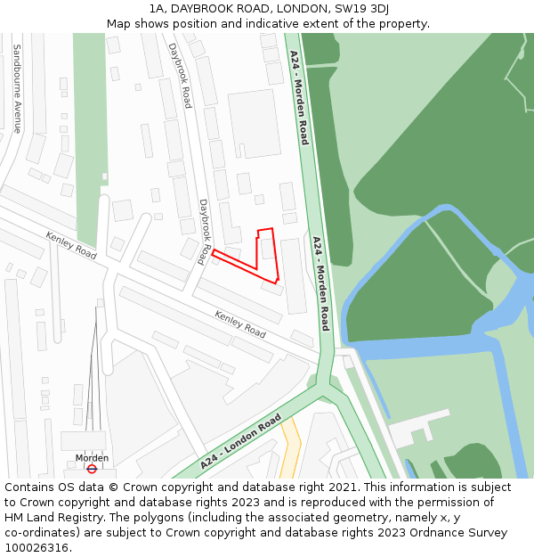 1A, DAYBROOK ROAD, LONDON, SW19 3DJ: Location map and indicative extent of plot