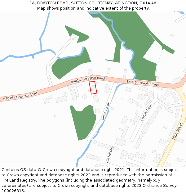 1A, DRAYTON ROAD, SUTTON COURTENAY, ABINGDON, OX14 4AJ: Location map and indicative extent of plot