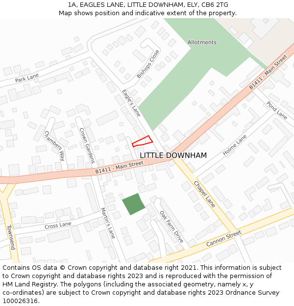 1A, EAGLES LANE, LITTLE DOWNHAM, ELY, CB6 2TG: Location map and indicative extent of plot