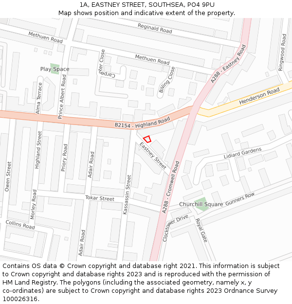 1A, EASTNEY STREET, SOUTHSEA, PO4 9PU: Location map and indicative extent of plot