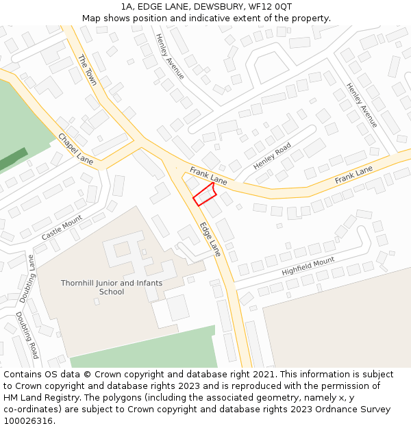 1A, EDGE LANE, DEWSBURY, WF12 0QT: Location map and indicative extent of plot