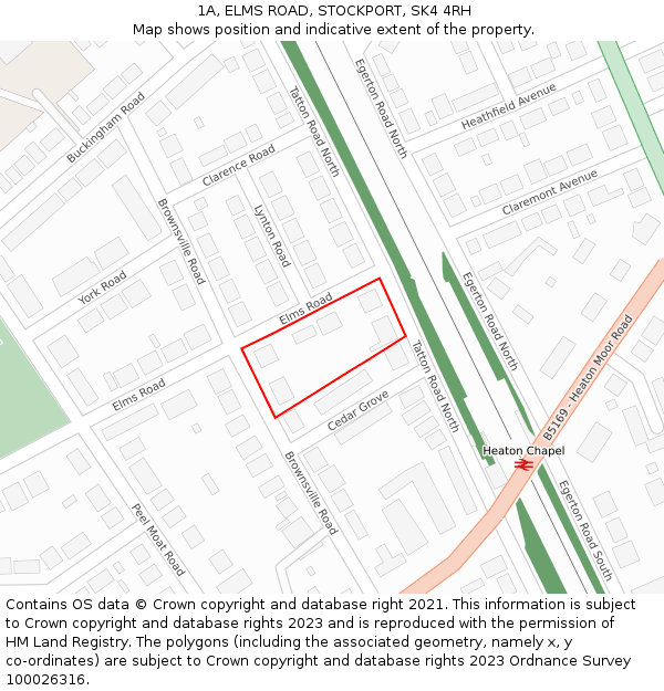 1A, ELMS ROAD, STOCKPORT, SK4 4RH: Location map and indicative extent of plot