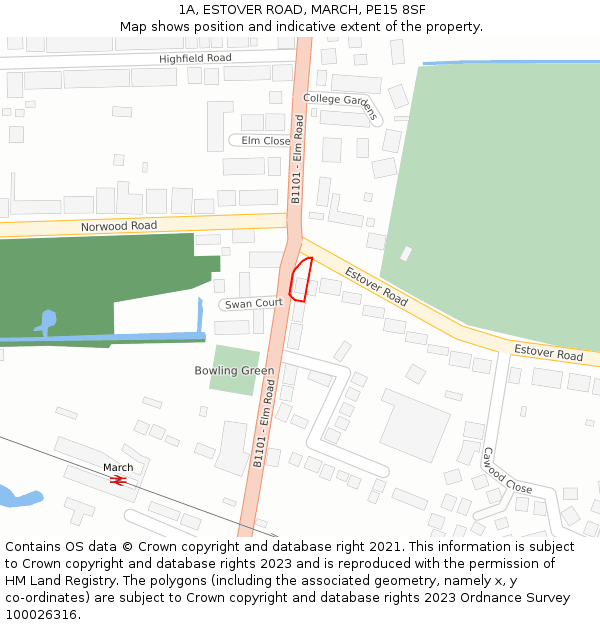 1A, ESTOVER ROAD, MARCH, PE15 8SF: Location map and indicative extent of plot