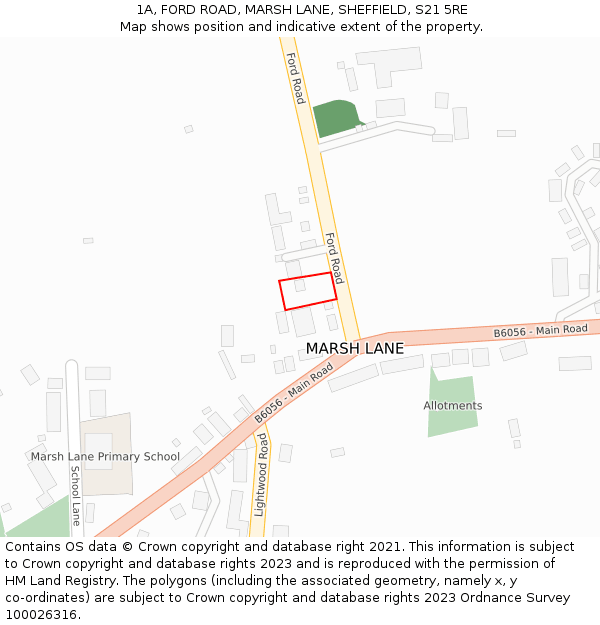 1A, FORD ROAD, MARSH LANE, SHEFFIELD, S21 5RE: Location map and indicative extent of plot