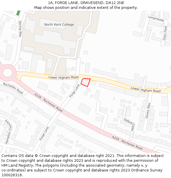 1A, FORGE LANE, GRAVESEND, DA12 2NE: Location map and indicative extent of plot