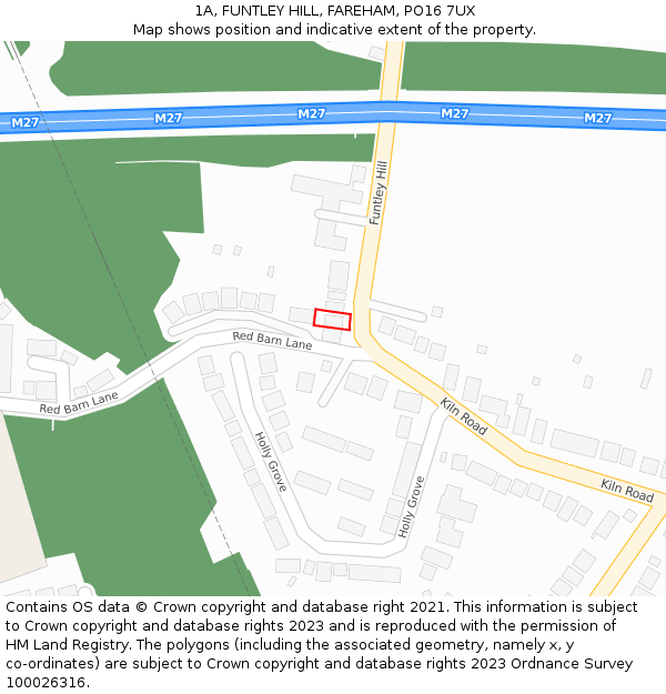 1A, FUNTLEY HILL, FAREHAM, PO16 7UX: Location map and indicative extent of plot