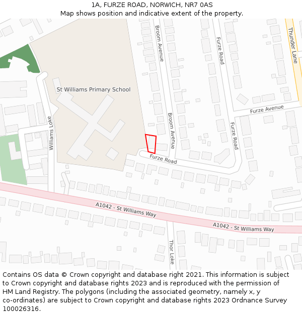1A, FURZE ROAD, NORWICH, NR7 0AS: Location map and indicative extent of plot