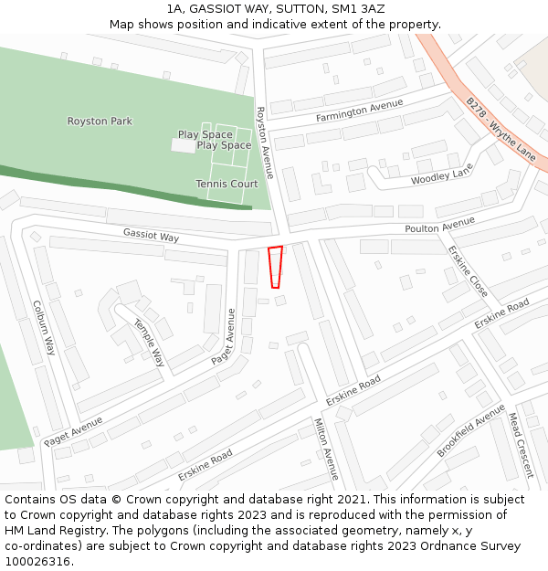 1A, GASSIOT WAY, SUTTON, SM1 3AZ: Location map and indicative extent of plot