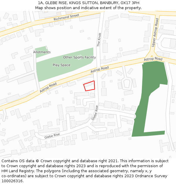 1A, GLEBE RISE, KINGS SUTTON, BANBURY, OX17 3PH: Location map and indicative extent of plot