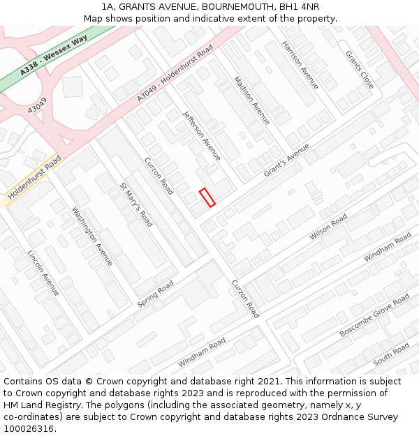 1A, GRANTS AVENUE, BOURNEMOUTH, BH1 4NR: Location map and indicative extent of plot