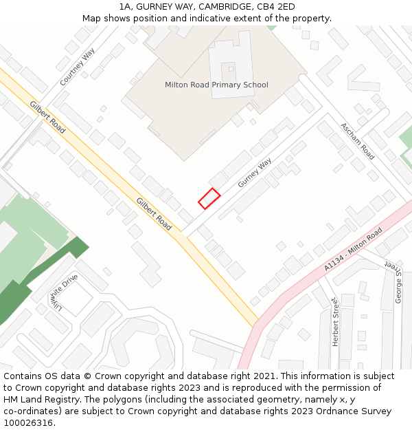 1A, GURNEY WAY, CAMBRIDGE, CB4 2ED: Location map and indicative extent of plot