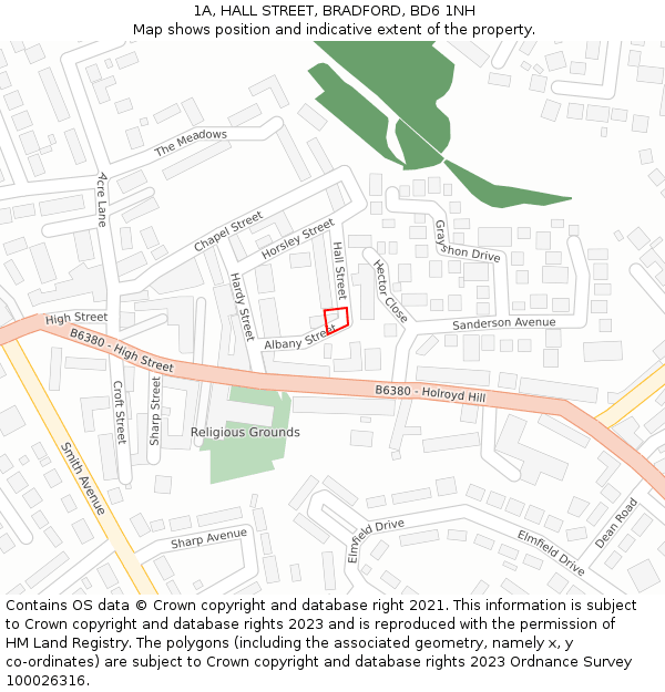1A, HALL STREET, BRADFORD, BD6 1NH: Location map and indicative extent of plot