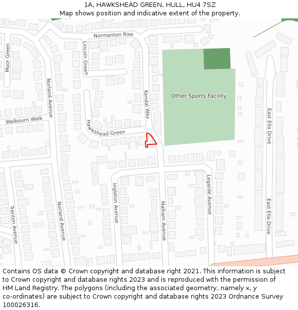 1A, HAWKSHEAD GREEN, HULL, HU4 7SZ: Location map and indicative extent of plot