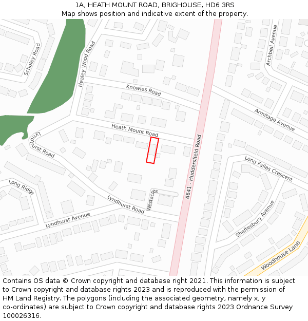 1A, HEATH MOUNT ROAD, BRIGHOUSE, HD6 3RS: Location map and indicative extent of plot