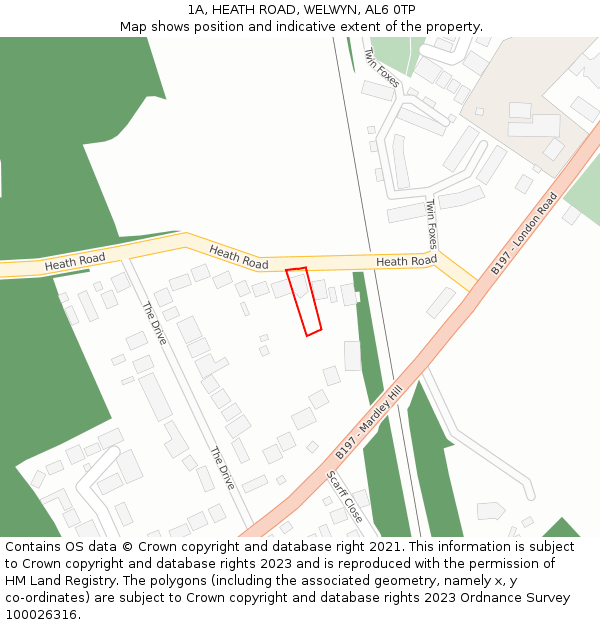 1A, HEATH ROAD, WELWYN, AL6 0TP: Location map and indicative extent of plot