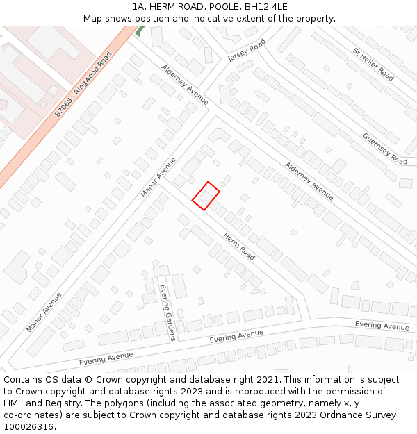 1A, HERM ROAD, POOLE, BH12 4LE: Location map and indicative extent of plot