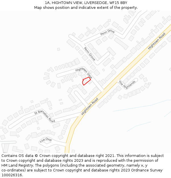 1A, HIGHTOWN VIEW, LIVERSEDGE, WF15 8BY: Location map and indicative extent of plot