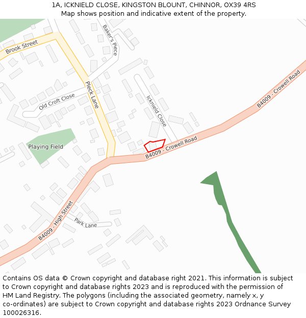 1A, ICKNIELD CLOSE, KINGSTON BLOUNT, CHINNOR, OX39 4RS: Location map and indicative extent of plot