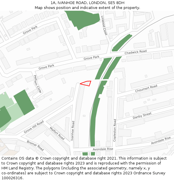 1A, IVANHOE ROAD, LONDON, SE5 8DH: Location map and indicative extent of plot