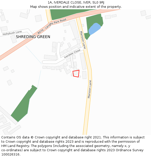1A, IVERDALE CLOSE, IVER, SL0 9RJ: Location map and indicative extent of plot