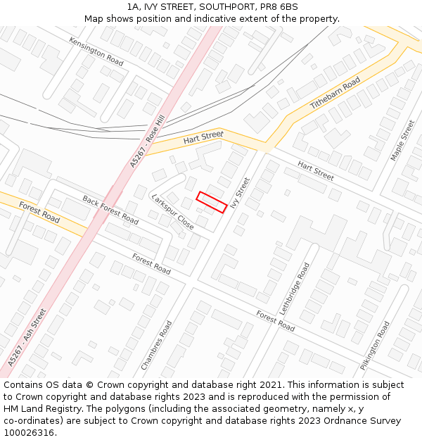 1A, IVY STREET, SOUTHPORT, PR8 6BS: Location map and indicative extent of plot