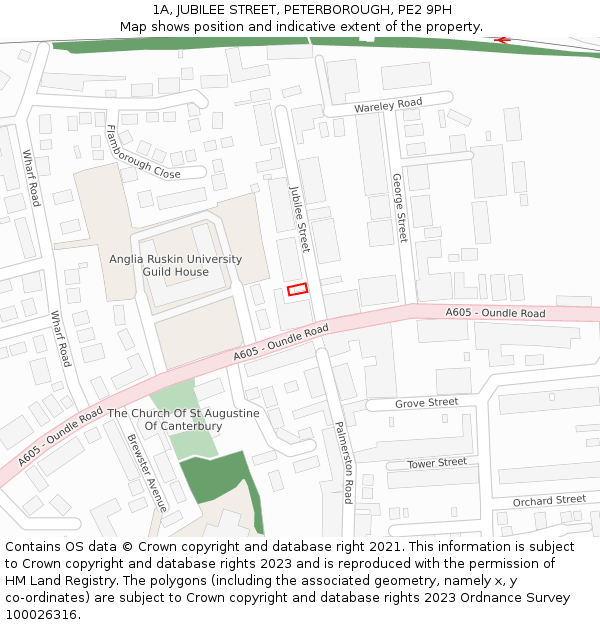 1A, JUBILEE STREET, PETERBOROUGH, PE2 9PH: Location map and indicative extent of plot