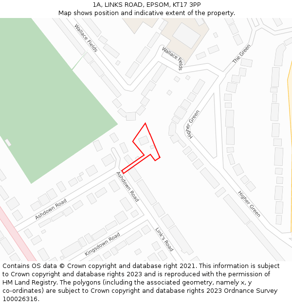 1A, LINKS ROAD, EPSOM, KT17 3PP: Location map and indicative extent of plot