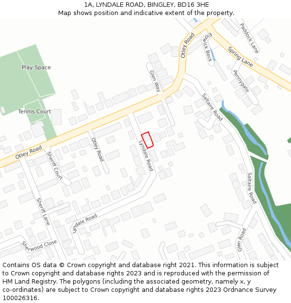 1A, LYNDALE ROAD, BINGLEY, BD16 3HE: Location map and indicative extent of plot