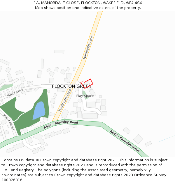 1A, MANORDALE CLOSE, FLOCKTON, WAKEFIELD, WF4 4SX: Location map and indicative extent of plot