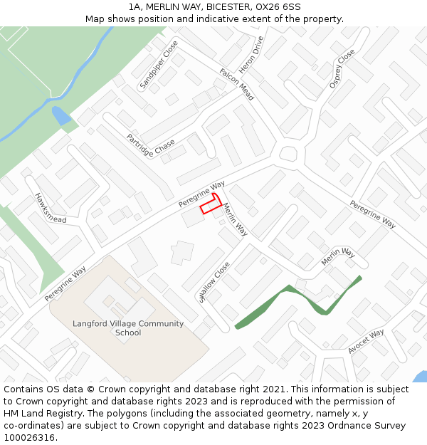 1A, MERLIN WAY, BICESTER, OX26 6SS: Location map and indicative extent of plot