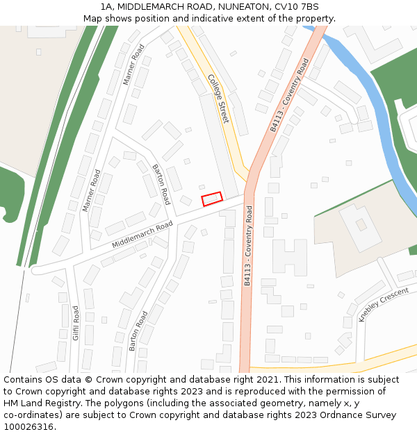 1A, MIDDLEMARCH ROAD, NUNEATON, CV10 7BS: Location map and indicative extent of plot