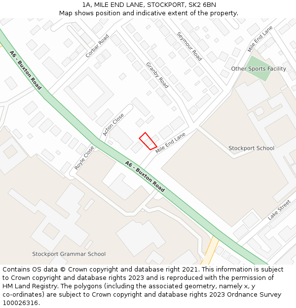 1A, MILE END LANE, STOCKPORT, SK2 6BN: Location map and indicative extent of plot