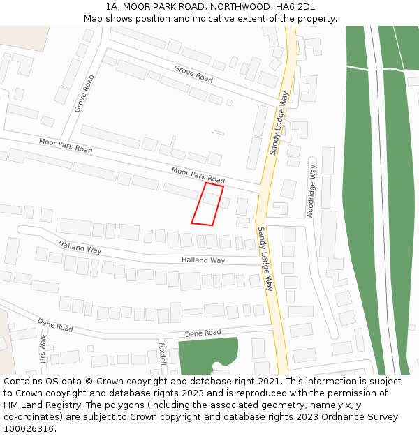 1A, MOOR PARK ROAD, NORTHWOOD, HA6 2DL: Location map and indicative extent of plot