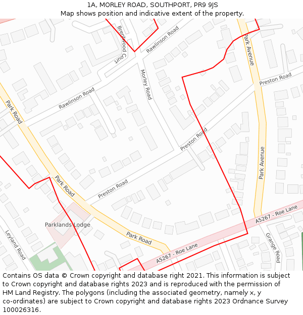 1A, MORLEY ROAD, SOUTHPORT, PR9 9JS: Location map and indicative extent of plot