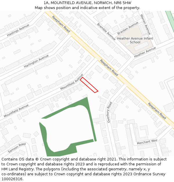 1A, MOUNTFIELD AVENUE, NORWICH, NR6 5HW: Location map and indicative extent of plot
