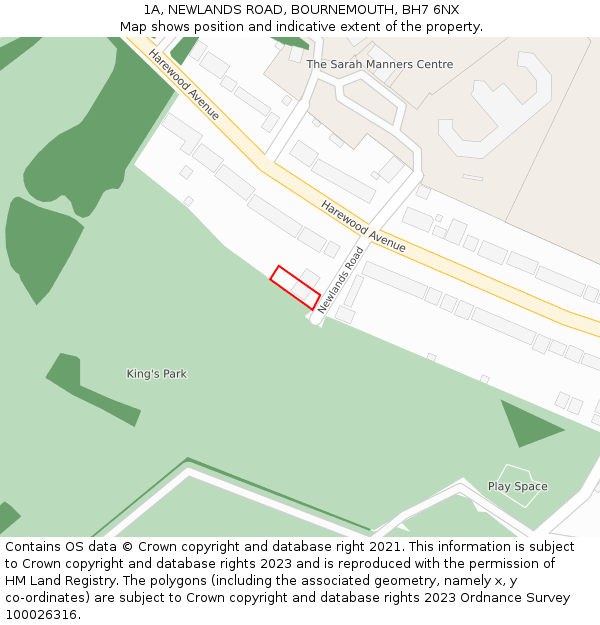 1A, NEWLANDS ROAD, BOURNEMOUTH, BH7 6NX: Location map and indicative extent of plot