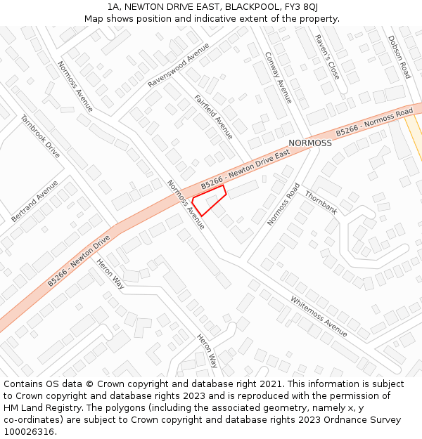 1A, NEWTON DRIVE EAST, BLACKPOOL, FY3 8QJ: Location map and indicative extent of plot