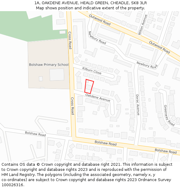 1A, OAKDENE AVENUE, HEALD GREEN, CHEADLE, SK8 3LR: Location map and indicative extent of plot