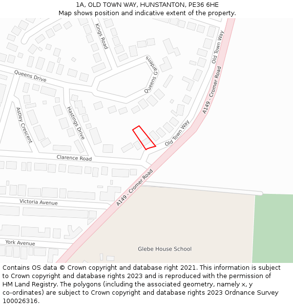 1A, OLD TOWN WAY, HUNSTANTON, PE36 6HE: Location map and indicative extent of plot