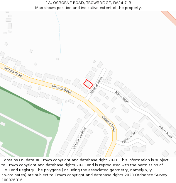 1A, OSBORNE ROAD, TROWBRIDGE, BA14 7LR: Location map and indicative extent of plot