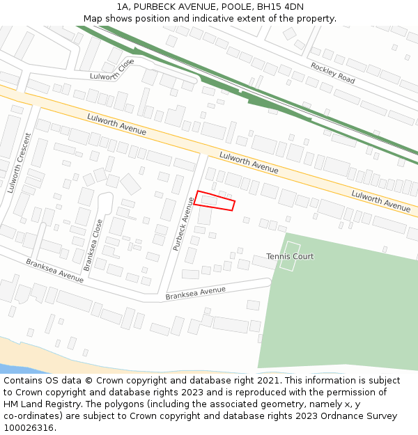 1A, PURBECK AVENUE, POOLE, BH15 4DN: Location map and indicative extent of plot
