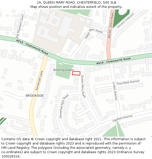 1A, QUEEN MARY ROAD, CHESTERFIELD, S40 3LB: Location map and indicative extent of plot